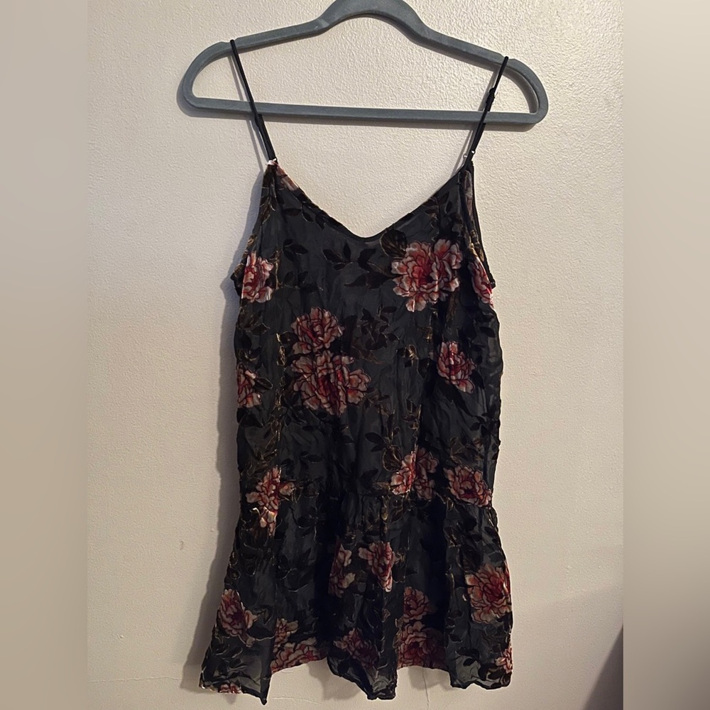 American Eagle Velvet Floral Slip Dress - M